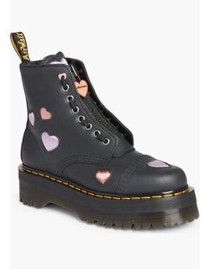 Dr. Martens Sinclair Platform Boots Heart Womens US 7 Zipper Pink Purple